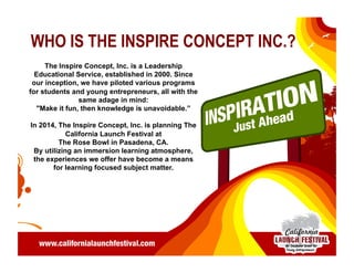 WHO DO I CONTACT?
To discuss becoming a participant at California Launch Festival 2014
CONTACT:
Nicolette Fontaine, Direct...