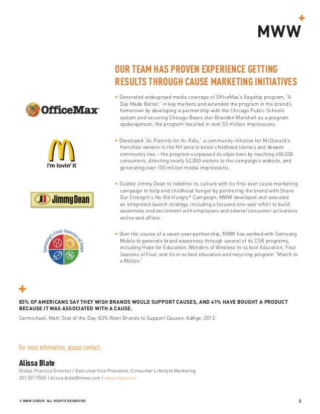 MWW Capabilities: Cause Marketing