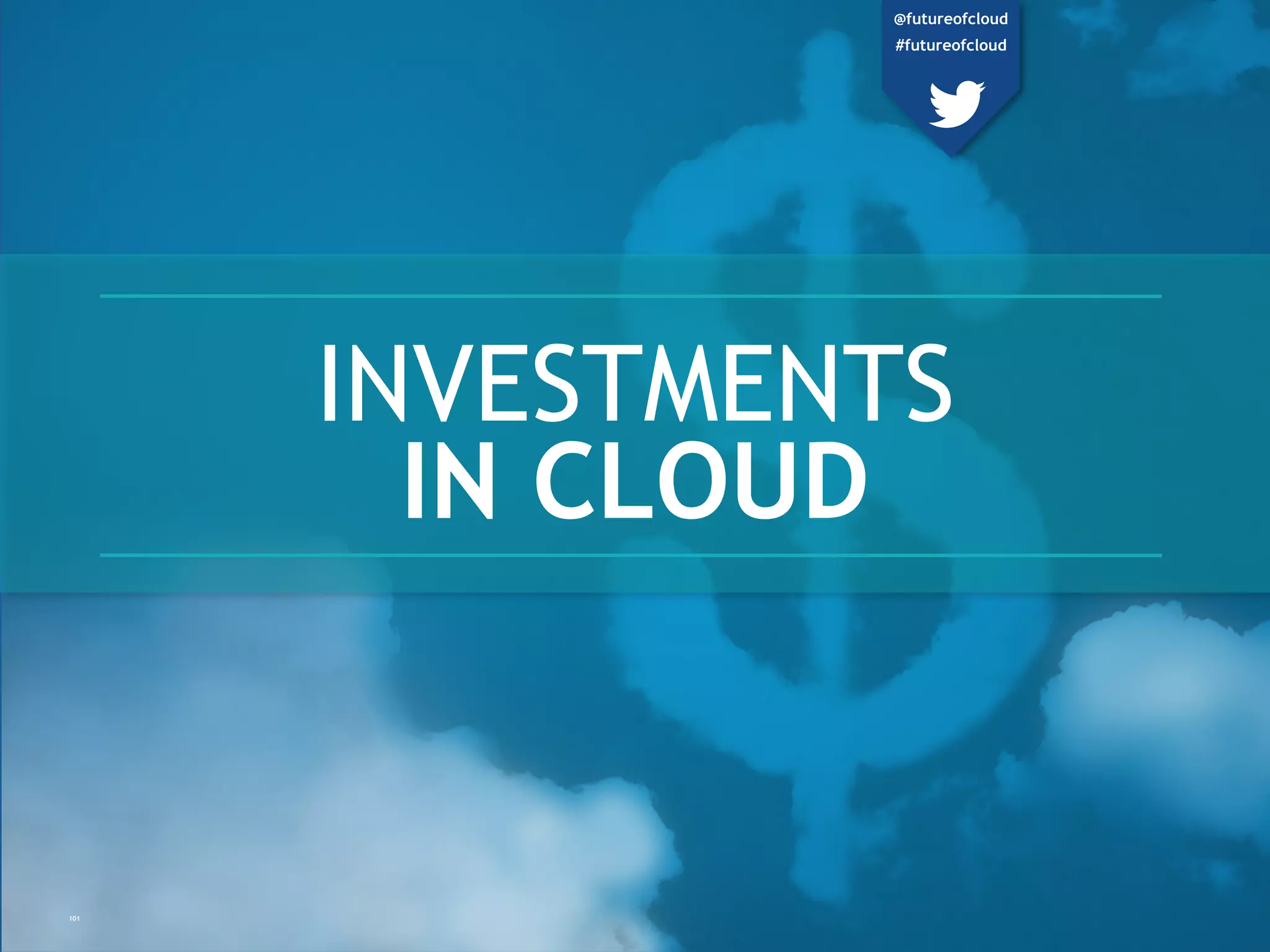 INVESTMENTS
IN CLOUD
101
@futureofcloud
#futureofcloud
 