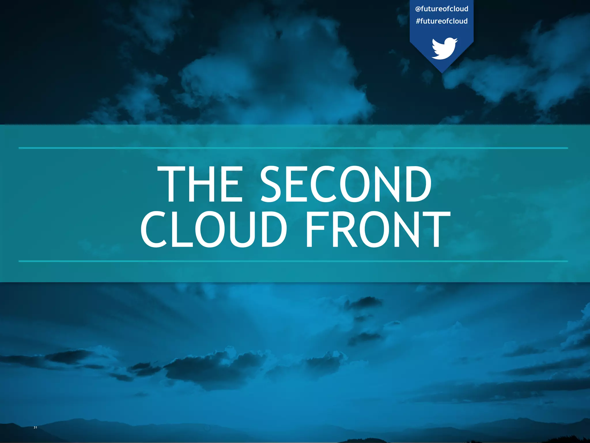 THE SECOND
CLOUD FRONT
31
@futureofcloud
#futureofcloud
 