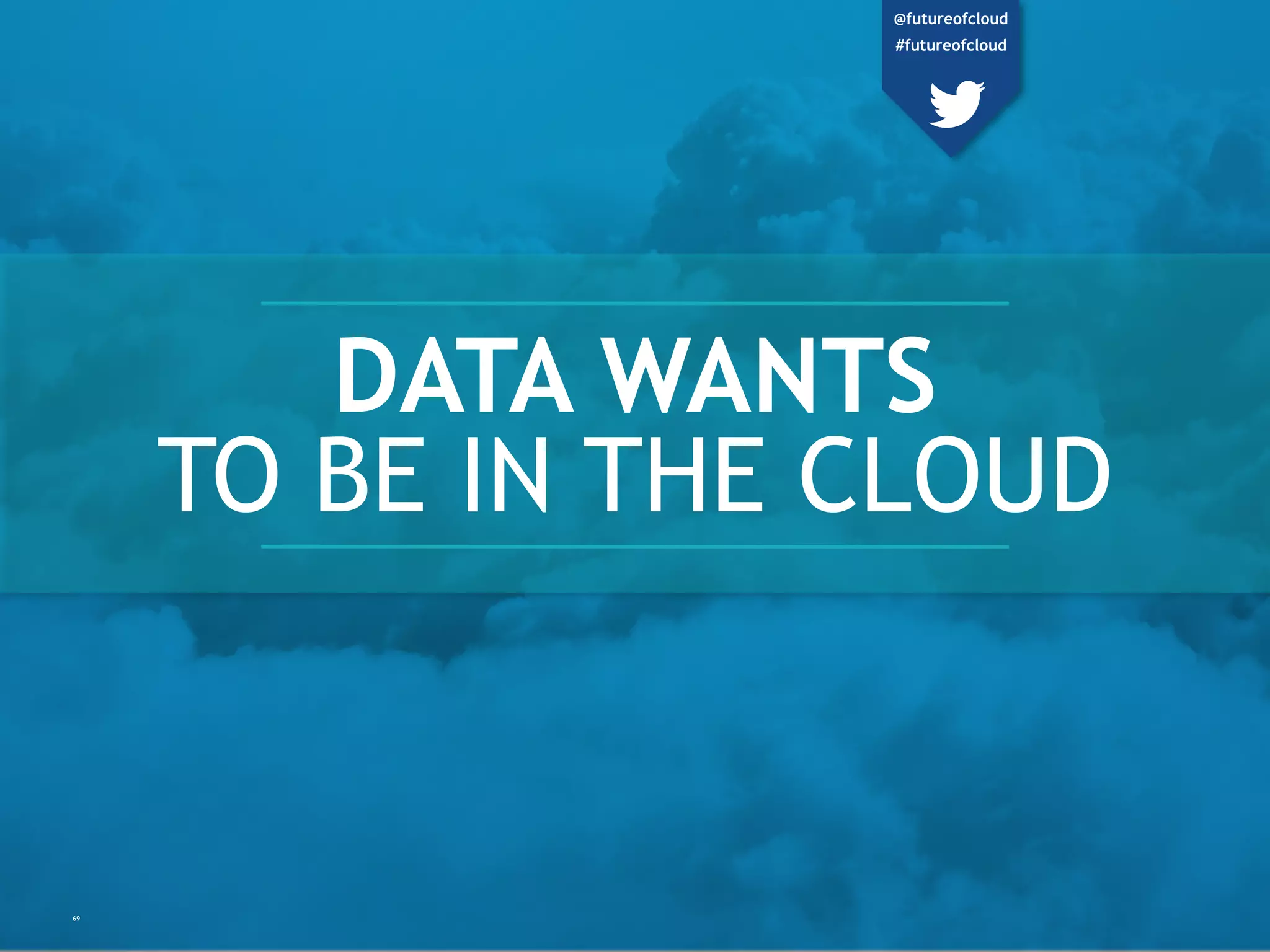 69
DATA WANTS
TO BE IN THE CLOUD
@futureofcloud
#futureofcloud
 