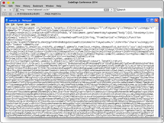 CodeEngn Conference 2014 
File Edit View History Bookmark Window Help 
http://www.hakawati.co.kr/ 
Search 
㈜ 한국정보보호교육센터 FNGS 부설연구소 
All code in the word 
Breaking the Code 
	
 