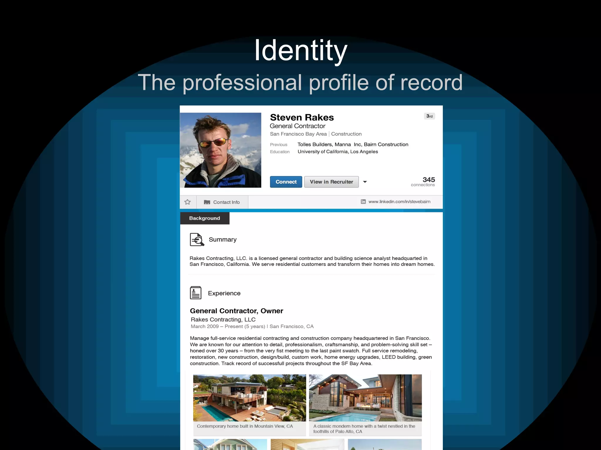 The professional profile of record
Identity
 