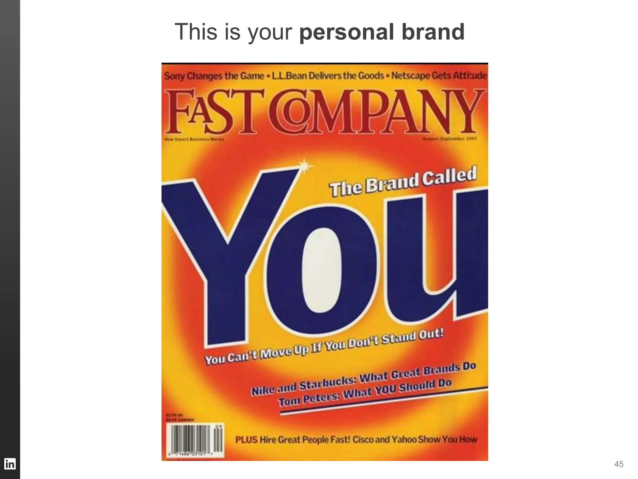 ORGANIZATION NAME
This is your personal brand
45
 