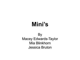 Mini’s
By
Macey Edwards-Taylor
Mia Blinkhorn
Jessica Bruton
 