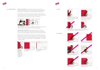 4140
Typography
Wrong: the flat surface is not
red.
DOS / DON'TS
8.4. COLOUR SURFACES USE OF FLAT SURFACE: the flat surface reinforces the brand’s identity.
Within the literature, it features on the brand pages and in the introduction
to the chapter on application, as an extension of the “Red Wavy Wall”.
The flat surface is an element that connects the pages. It can be placed on
the right or left side, but it has to follow this principle: if the flat surface ends
on the right side, it has to start on the left side, and vice versa.
COLOUR SURFACE: the flat surface is always red and transparent, and is only
used in combination with the people motifs and a background.
COVERAGE AND TYPOGRAPHY: a motif can only cover max. 75% of the
surface. The flat surface can also be used for the body copy or illustrations.
In these cases, white typography is always used and the line becomes white.
SIZE: the effect of the flat surface is striking. It should therefore cover the
background by a minimum of 5% and maximum of 50%. The width of the flat
surface is flexible and can be adapted to the layout and content of the pages.
The height – based on the lowest point of the “Red Wavy Wall” – is fixed and
cannot be changed.
Right: there is white lettering
on the flat surface.
Wrong: there is black lettering
on the flat surface.
Typography
Wrong: the flat surface is used
without a motif or background.
Wrong: the height of the flat
surface varies.
Wrong: the motif covers the red
surface by more than 75%.
8.5. USE
The flat surface: max. 50% of
background
The flat surface: min. 5% of
background
The “Red
Wavy Wall”
defines the
height of the
following flat
surfaces and
the following
headlines
Right: the flat surface covers
max. 50%. In this case, the
people motif is in front.
Right: the flat surface covers
min. 5%. In this case, the flat
surface is in front.
Please notice: if an important part of the motif is covered
by the flat surface, the motif is placed in front.
CORPORATE
DESIGN 2.0
CORPORATE
DESIGN 2.0
 