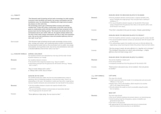 HEADLINE INSIDE THE BROCHURE RELATED TO THE BRAND
• The first headline element communicates a superior benefit of the 		
		 brand (“Simplify the target groups’ lives and give them a feeling of 		
		 confidence.”),
• The second headline element expands on the benefit of the brand
		 using a keyword from the glossary that refers to the brand’s USP or one 		
		 of the brand’s core values.
“Trust that’s rewarded at the push of a button. Simply a great feeling.”
HEADLINE INSIDE THE BROCHURE RELATED TO A PRODUCT
• The first headline element contains a target-group-specific product benefit
• The second headline element contains an association with the brand’s USP 	
		 or core values.
• The subheadings support the headline and serve to directly address the
	 target group using reasoning that makes the product stand out from others.
“The less energy it needs, the more efficient it is. Together, we’re stronger.”
“The intelligent thing about our caloric-value technology – a higher 		
efficiency level and lower energy costs.”
HEADLINE INSIDE THE BROCHURE RELATED TO A SERVICE
The service headline is made up of:
• The service benefit
• A keyword/catchphrase from the glossary for the brand’s USP.
“Good service is focused on you, not on numbers. From one person 		
to another.”
COPY INTRO
The copy intro should:
• Create a personal link to the reader in its introduction and conclusion 		
	 (“What’s in it for me?”).
• Always have a link to the headline, which should in turn further 			
	 refer to the slogan/brand values.
• Directly address the reader as much as possible using the polite 		
	 form of address.
MAIN COPY
The main copy should:
• Pick up on contents playfully and present these in an interesting way.
• Avoid including long lists of products, values or benefits and 			
	 generally be kept short.
• Use terms in the glossary.
• Be appropriate for the target group and serve to communicate 			
	 what the product/brand promises to do (B2B/B2C).
12.4. COPY FORMULA
Structure
Structure
Structure
Structure
Bad example
Example
Structure
Example
Structure
Example
Example
Structure
Good example
Example
“The demands made of heating and hot water technology are wide-ranging.
Consumers want durability and quality, low energy consumption and low
installation costs. Eco-friendliness, reliability and a high level of comfort
also feature on their wish lists.
The technology used in gas condensing boilers recovers and utilises
residual heat. It does this using a closed water circuit that cools the flue
gases to condensation point and then channels the heat recovered in this
process back into the heating system. This lessens the burden both on the
environment and on your wallet. After all, the appeal of these boilers lies
not only in their lower energy consumption, but also in their low acquisition
costs, low service and maintenance costs and standard efficiency level of
over 109% at 40°/30°.”
“The demands made of heating and hot water technology concern econo-
mies, ecology and comfort. Gas condensing boilers answer to all demands
by lessening the burden both on the environment and on wallet: low energy
consumption, low acquisition costs, low service and maintenance costs and
a standard efficiency level of over 109% at 40°/30°.”
GENERAL CHALLENGES
The headline elements are separated by a full stop and the order of both
headline elements can change.
Our headline element contains:
• The benefit of the respective product (e.g. “easy to install”)
• Associations derived from the glossary for the brand’s USP (e.g. “always 	
	 with a smile”).
“Easy to install. Always with a smile.”
or “Always with a smile. Easy to install.”
HEADLINE ON THE COVER
The headline draws the reader into the text and predetermines a way of
speaking, which all following headlines in the brochure obey. There is no
subheading on the cover. The headline is made up of two short, target-group-
relevant headline elements and emotionalises the real benefit of the product.
	
• The first headline element contains the superior benefit of the
	 respective product.
• The second headline element communicates an association derived 		
	 from the glossary for the brand’s USP.
“Gives efficiency a high rating. You can count on that.”
12.2. TONALITY
12.3. HEADLINE FORMULA
8382
 