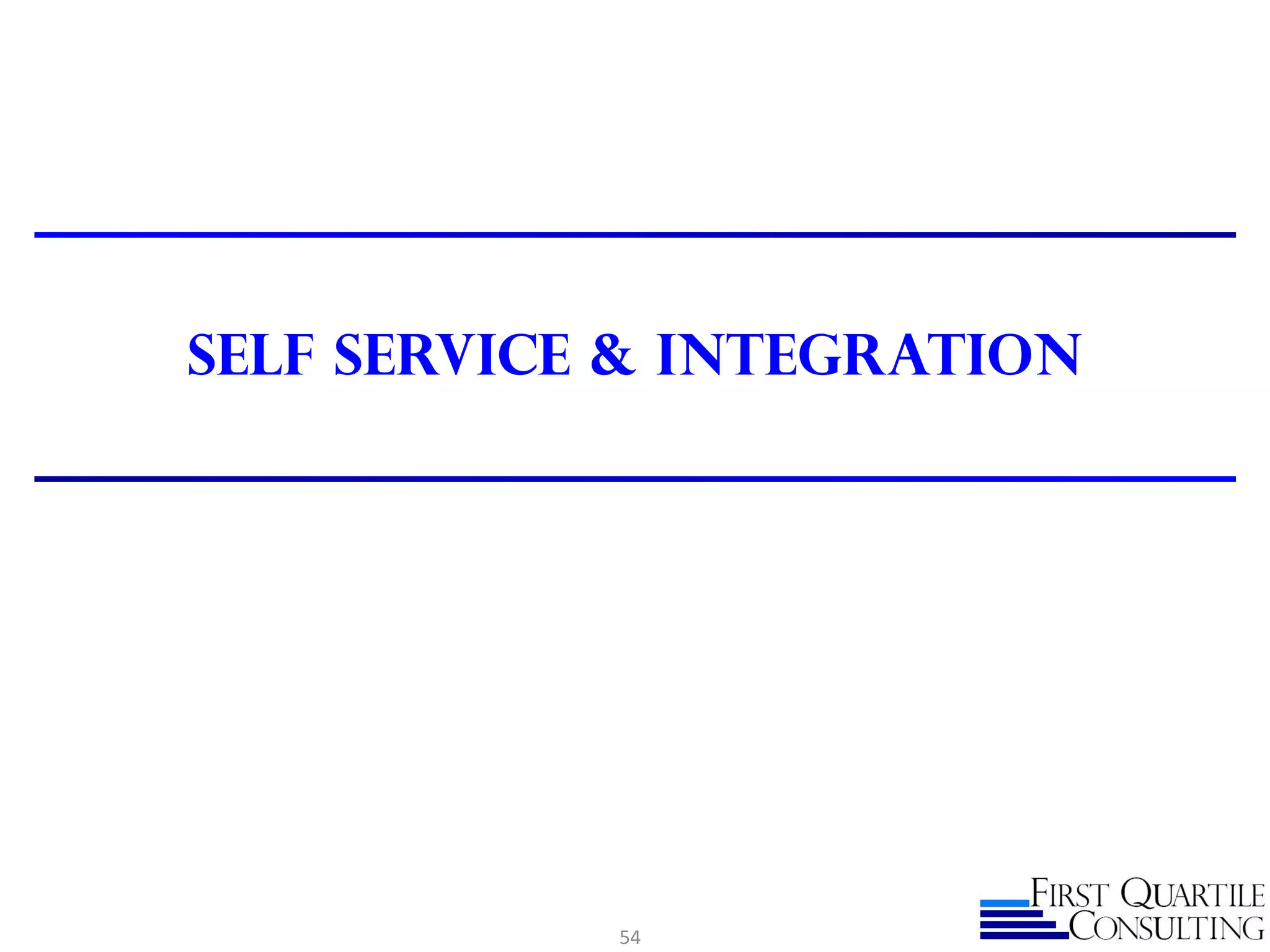 Self Service & Integration
54
 