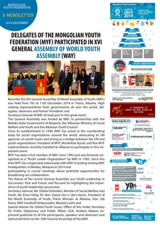Mongolian Youth Federation E-Newsletter - December 2014 №1
