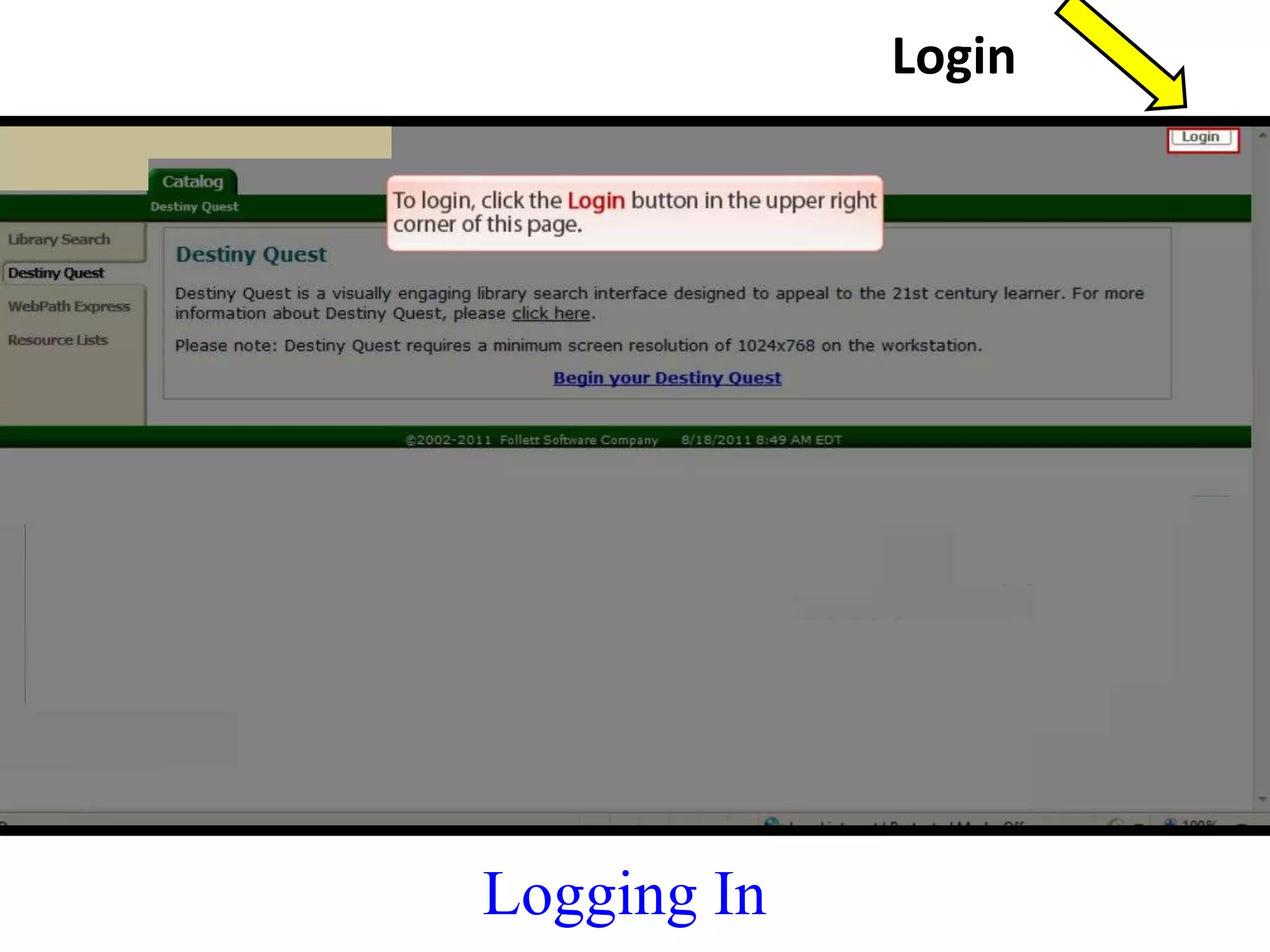 Login 
Logging In 
 