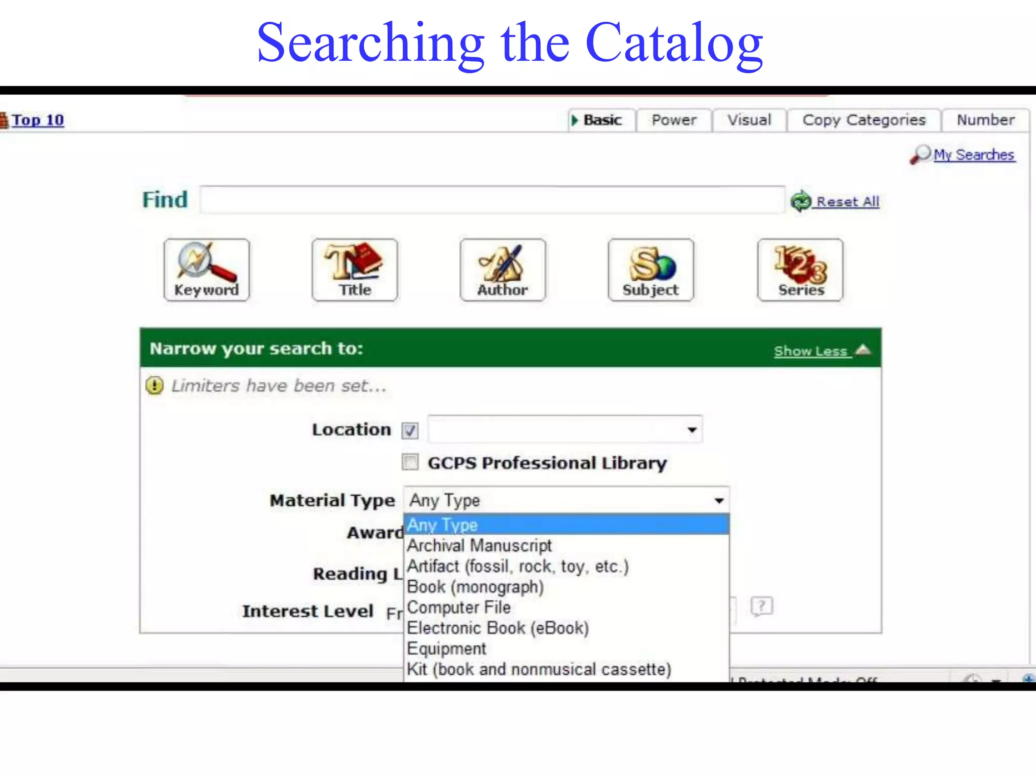 Searching the Catalog 
 