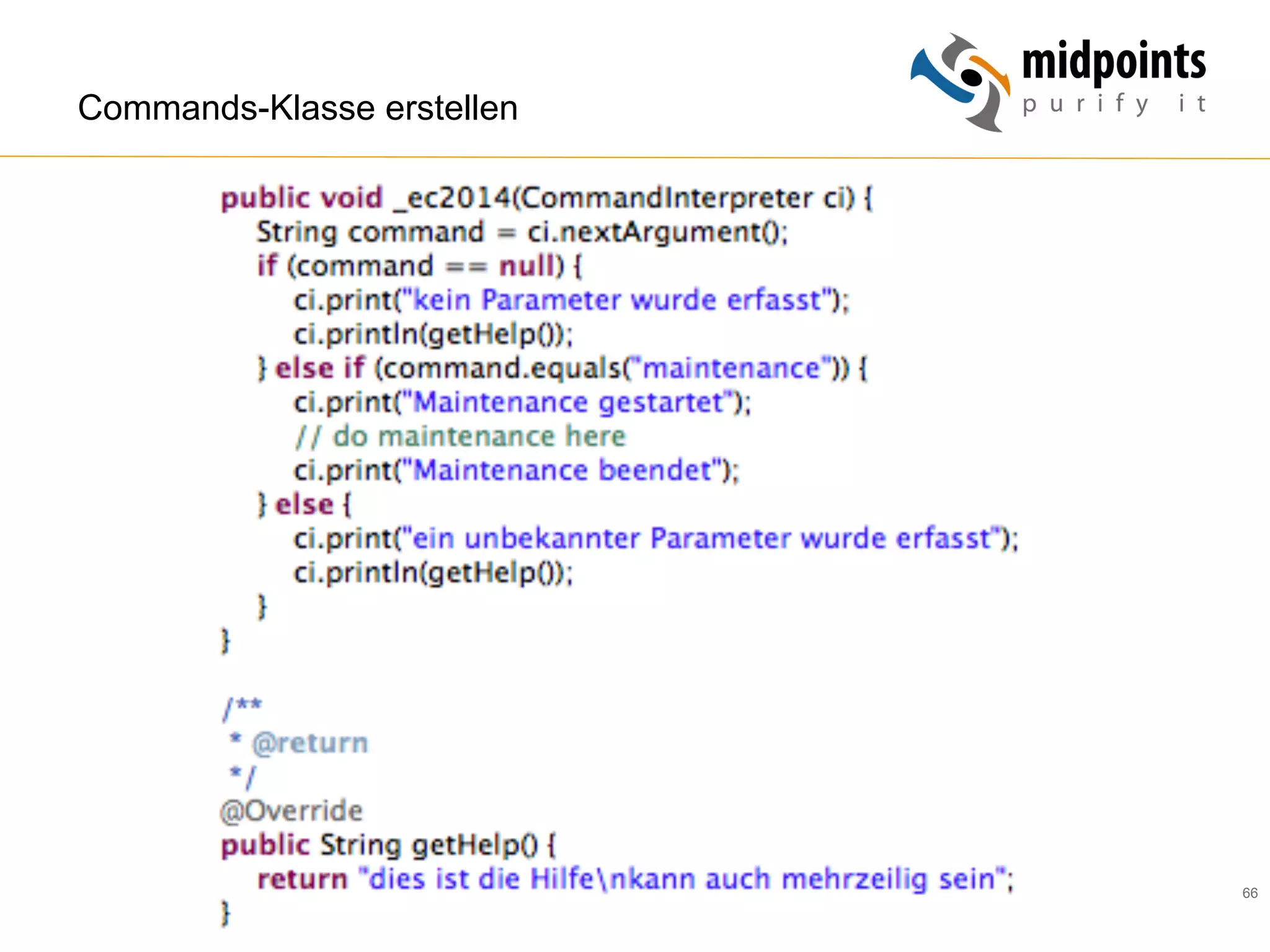 66
Commands-Klasse erstellen
 