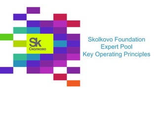 Skolkovo Foundation
Expert Pool
Key Operating Principles
 