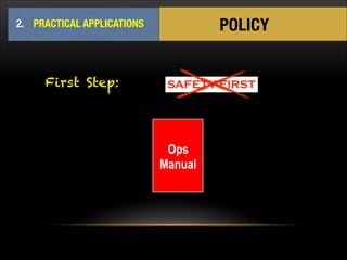 !
Policy
First Step: SAFETY FIRST
Ops
Manual
!
2. PRACTICAL APPLICATIONS POLICY
 