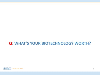 Q: WHAT’S YOUR BIOTECHNOLOGY WORTH? 
1 
 
