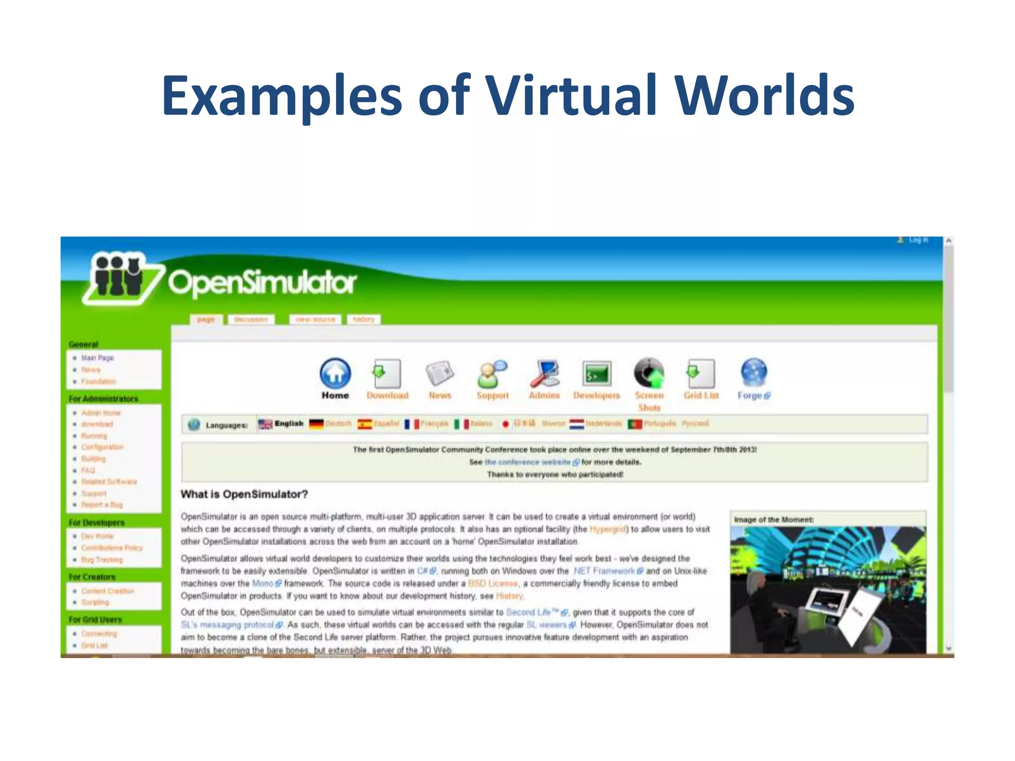 Examples of Virtual Worlds

 