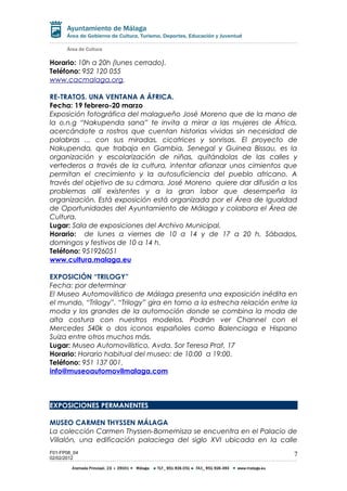 Agenda Febrero 2014 - Área de Cultura - Ayuntamiento de Málaga