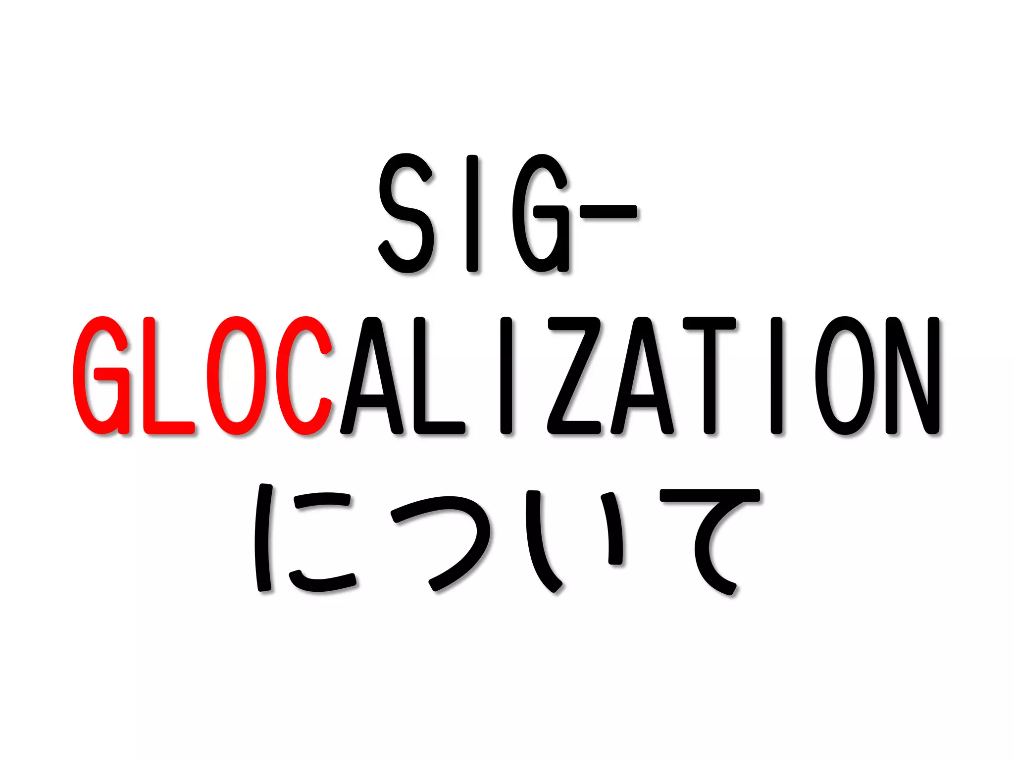 SIGGLOCALIZATION
について

 