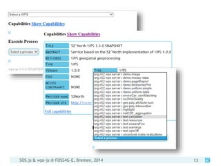 SOS.js & wps-js @ FOSS4G-E, Bremen, 2014 13
 