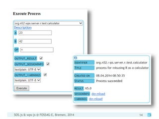 SOS.js & wps-js @ FOSS4G-E, Bremen, 2014 14
 