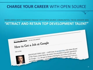 FOR THE LAST 8 YEARS THE #1
BENEFIT FOR PARTICIPATING
IN OPEN SOURCE PROJECTS
HAS BEEN:
HELP
REDUCE COSTS
29
 