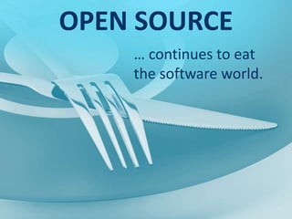 OPEN SOURCE
… continues to eat
the software world.
7
 