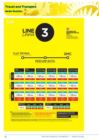 Travel and Transport
Media Shuttles
32 2014 FIFA WORLD CUP BRAZIL™ – MEDIA GUIDE
 