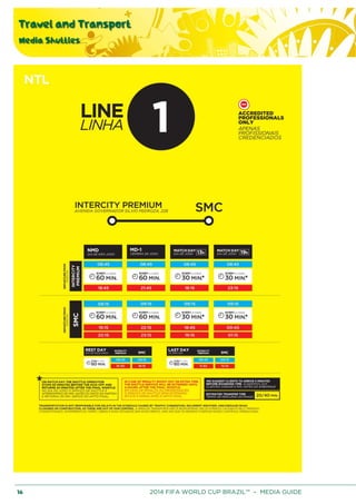Travel and Transport
Media Shuttles
36 2014 FIFA WORLD CUP BRAZIL™ – MEDIA GUIDE
 