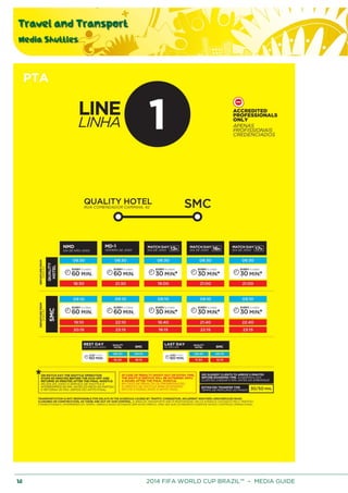 Travel and Transport
Media Shuttles
38 2014 FIFA WORLD CUP BRAZIL™ – MEDIA GUIDE
 