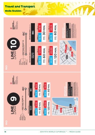 Travel and Transport
Media Shuttles
50 2014 FIFA WORLD CUP BRAZIL™ – MEDIA GUIDE
 