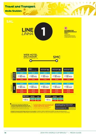 Travel and Transport
Media Shuttles
54 2014 FIFA WORLD CUP BRAZIL™ – MEDIA GUIDE
 