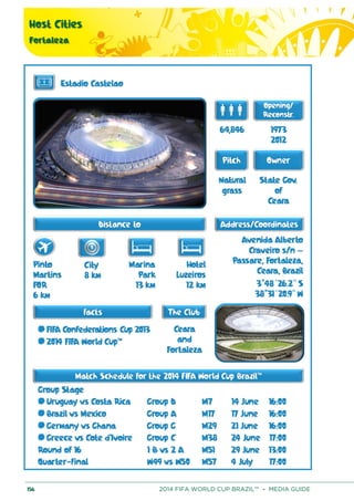 Host Cities
Fortaleza
156 2014 FIFA WORLD CUP BRAZIL™ – MEDIA GUIDE
 