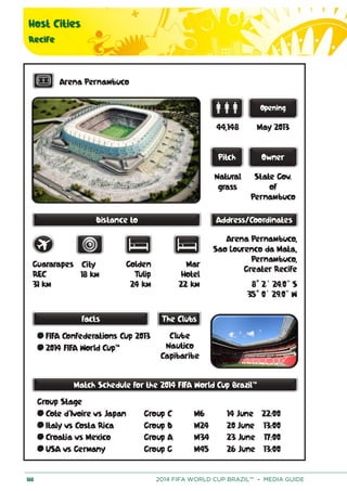 Host Cities
Recife
188 2014 FIFA WORLD CUP BRAZIL™ – MEDIA GUIDE
 