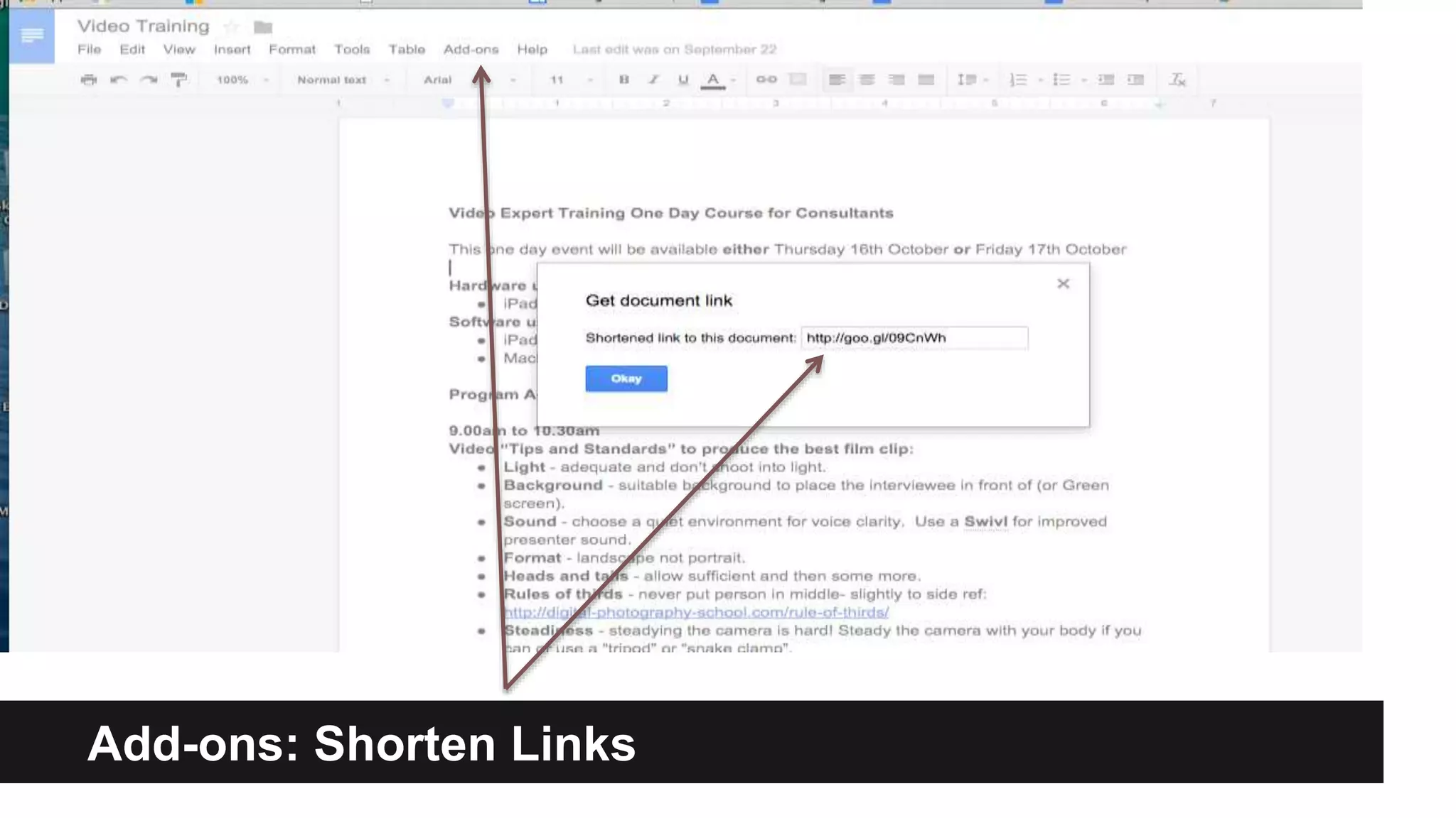 Add-ons: Shorten Links 
 
