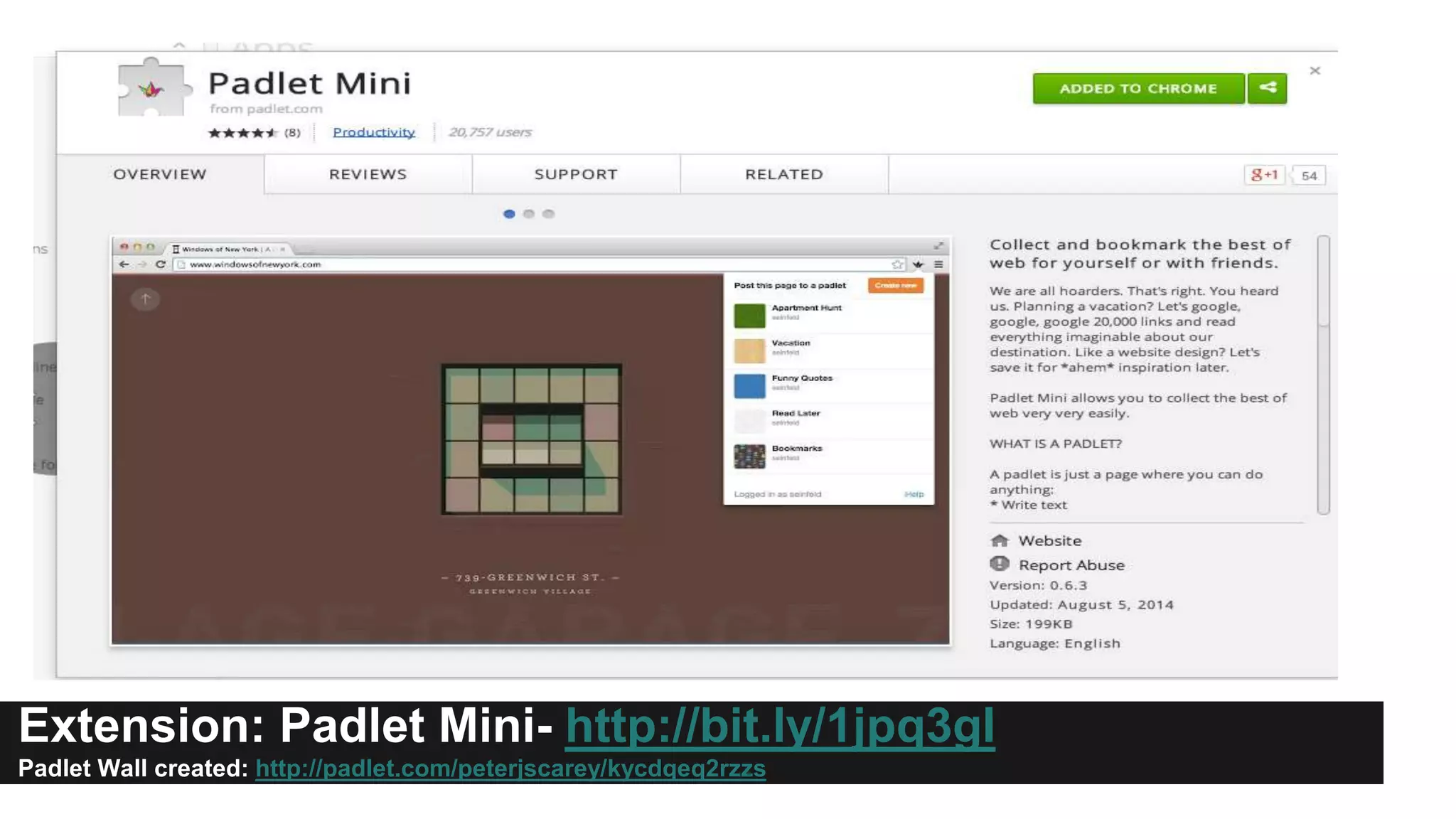 Extension: Padlet Mini- http://bit.ly/1jpq3gI 
Padlet Wall created: http://padlet.com/peterjscarey/kycdqeq2rzzs 
 