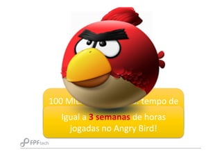 100	
  MILHÕES	
  de	
  horas:	
  tempo	
  de	
  
construção	
  do	
  conhecimento	
  da	
  
Wikipedia	
  o/	
  
Igual	
  a	
  3	
  semanas	
  de	
  horas	
  
jogadas	
  no	
  Angry	
  Bird!	
  
 