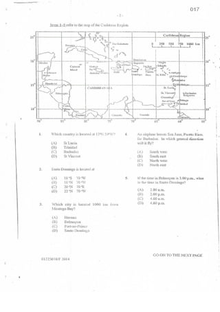 2014 CSEC Geography multiple choice past paper