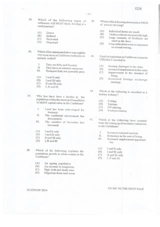 2014 CSEC Geography multiple choice past paper