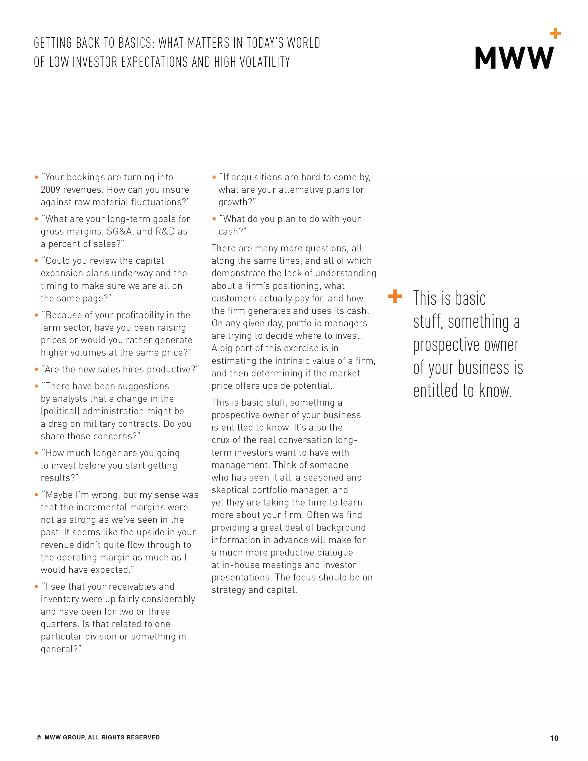 Getting Back to Basics: Communicating Your Company's Value