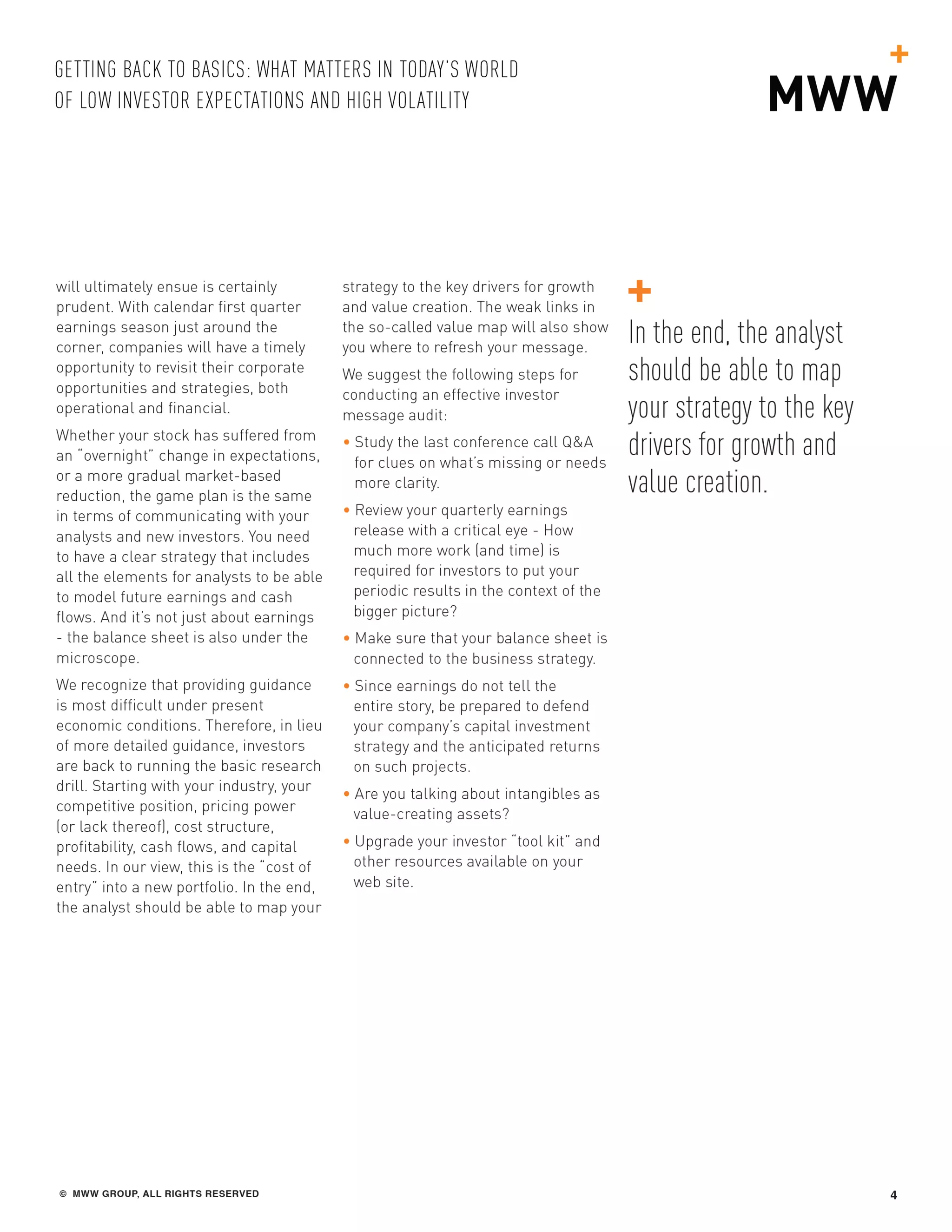 Getting Back to Basics: Communicating Your Company's Value