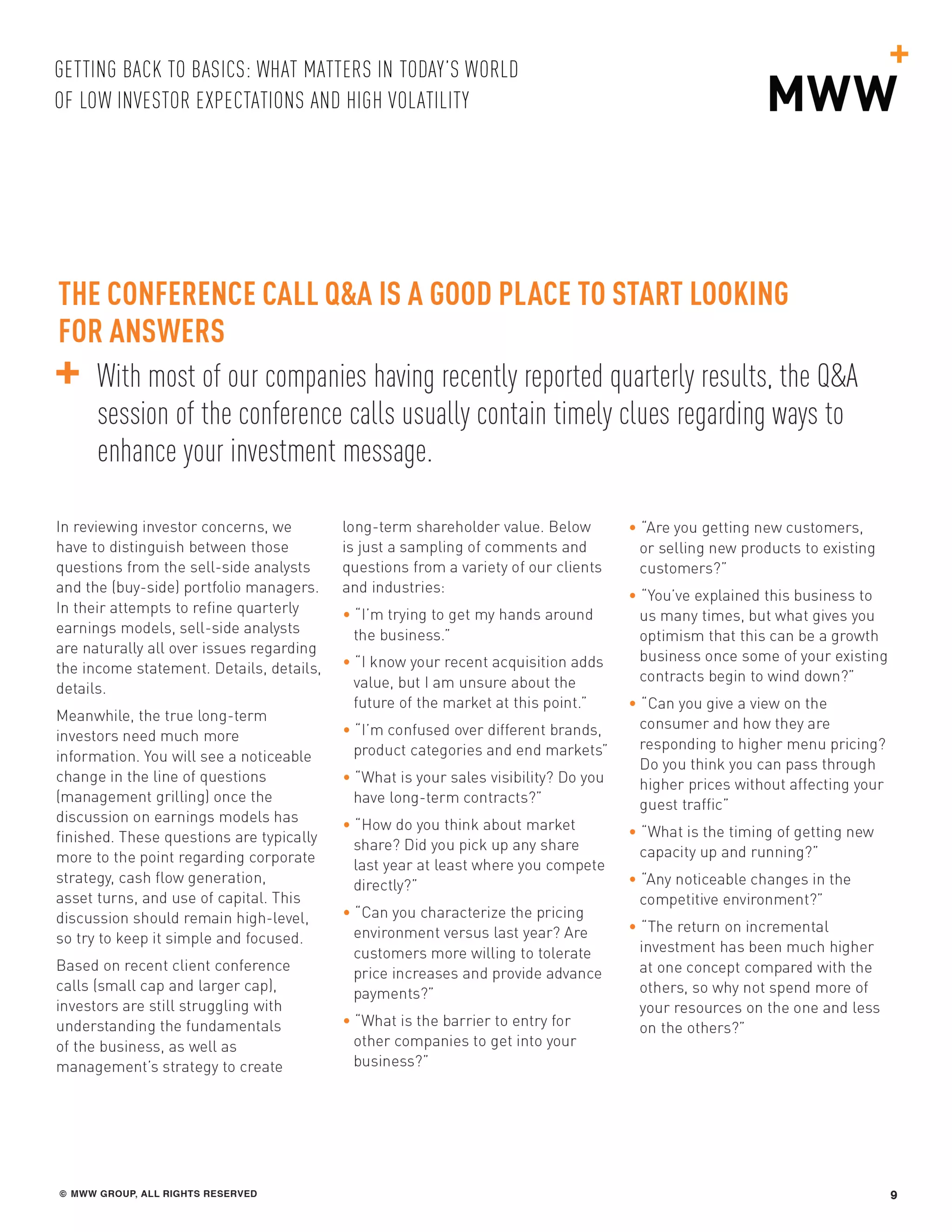 Getting Back to Basics: Communicating Your Company's Value