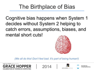 The Birthplace of Bias 
Cognitive bias happens when System 1 
decides without System 2 helping to 
catch errors, assumptio...