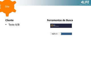 Site

Cliente
• Teste A/B

Ferramentas de Busca

 