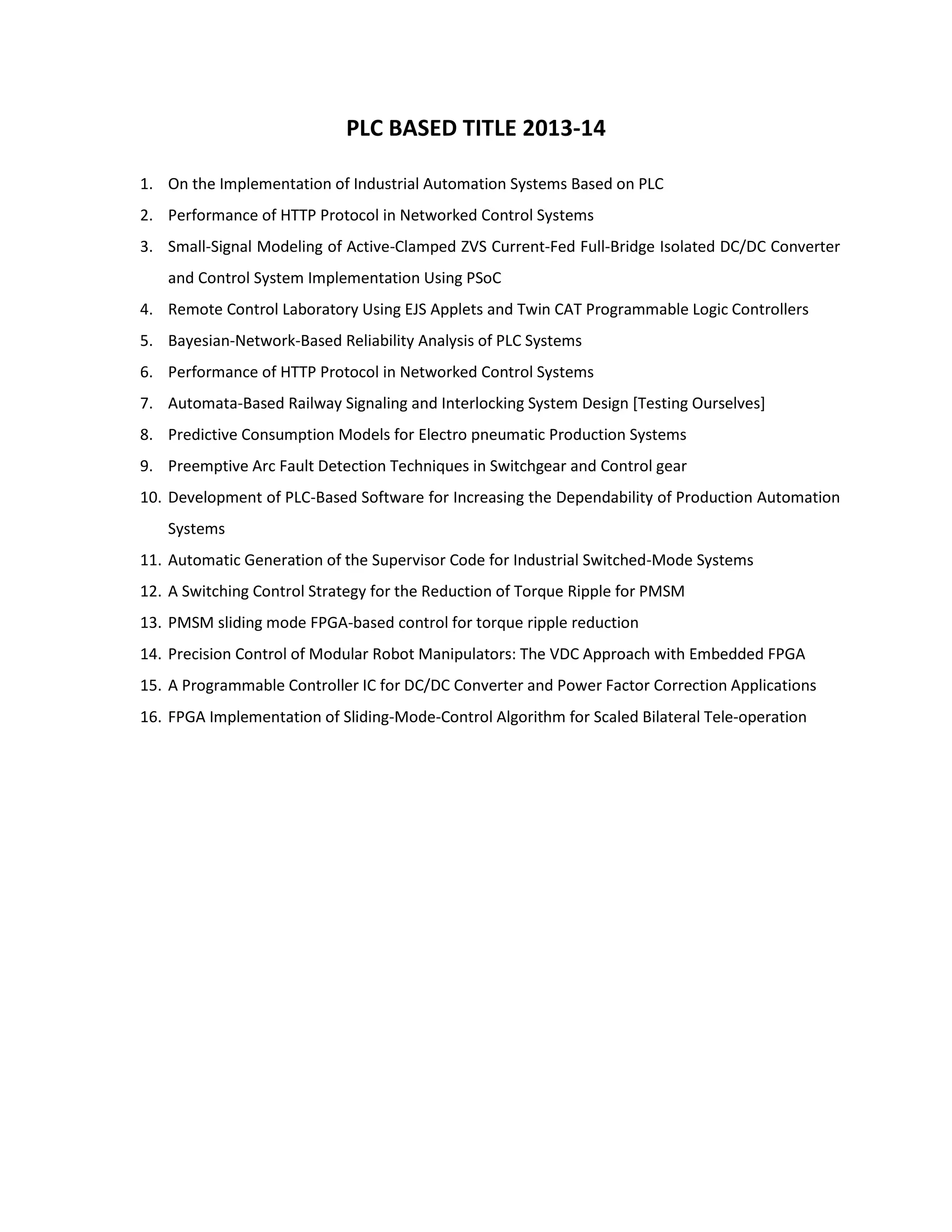 2014 ieee project plc based title | PDF