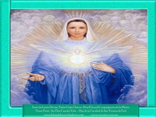 Texto de Lectio Divina: Padre César Chávez Alva (Chuno) C.ongregación de la Misión.
Power Point : Sor Pilar Caycho Vela - Hija de la Caridad de San Vicente de Paúl

www.hijasdelacaridadperu.org

www.cm.peru.com.pe

 