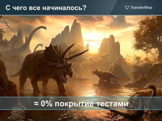 ≈ 0% покрытие тестами
С чего все начиналось?
 