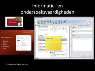 Informatie- en 
onderzoeksvaardigheden 
KHLeuven databanken 
 