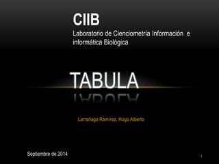 Larrañaga Ramírez, Hugo Alberto 
TABULA 
Septiembre de 2014 
CIIB 
Laboratorio de Cienciometría Información e informática Biológica 
1  