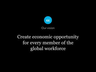 Our vision

Create economic opportunity
for every member of the
global workforce

 