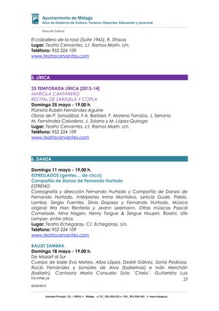 Agenda de Cultura del Ayuntamiento de Málaga - Mayo 2014